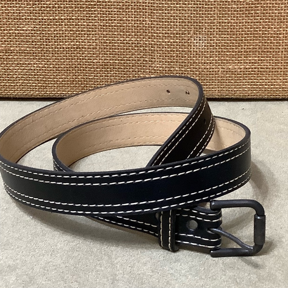 Vintage Double Stitch Antique Edge Work Belt in Black 37” Long